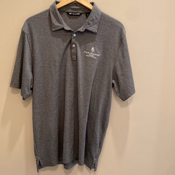 Travis Mathew S/S Fine Stripe Polo Shirt Four Seasons Resort Maui Hawaii Gray L - Picture 4 of 10